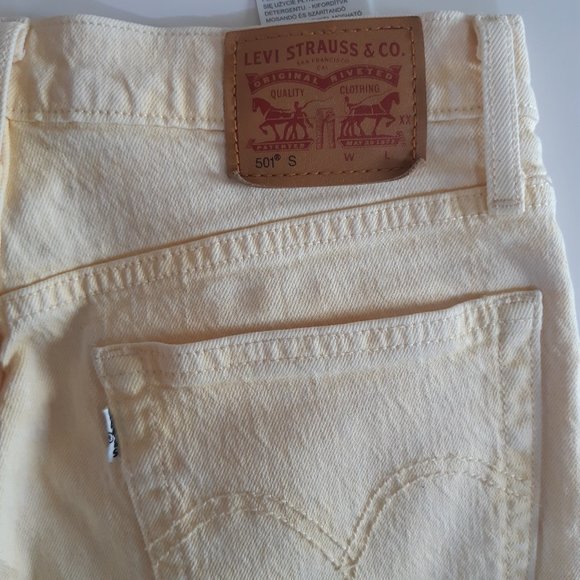 Levi's 501 | Stretch Skinny Women's Jeans | Yellow/Cream | Size W27 L30 - Picture 4 of 9